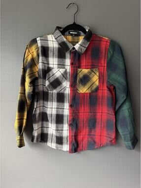 Colorful Patchwork Plaid Flannel Shirt for Kids